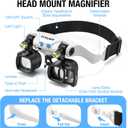 COYLAPY Magnifying Glasses for Close Work, Jewelers Magnifying Glass with Light & 5 Interchangeable Lens Pairs(2X 4X 6X 10x 13x), Headband Loupe Magnifier for Watch Repair,Crafts, w/Storage Case