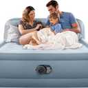 Intex 64449ED Dura-Beam Deluxe Plush Air Mattress with Headboard: Fiber-Tech - Queen Size - Built-in Electric Pump - 18in Bed Height - 600lb Weight Capacity
