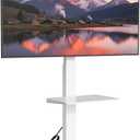 Steel Base Rolling TV stand with Power Outlet for 32-75 inch TVs up to 110 lbs, Leveling & Tilt & Swivel Mobile TV Stand with Hidden Wire Management, Height Adjustable Portable TV Stand, White