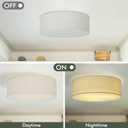Vexagyle Flush Mount Ceiling Light,16''Modern Close to Ceiling Lamp with Double Linen Fabric Shade,3 Light Semi Flush Mount Ceiling Light Fixture,Farmhouse Drum Light Fixture for Bedroom Living Room