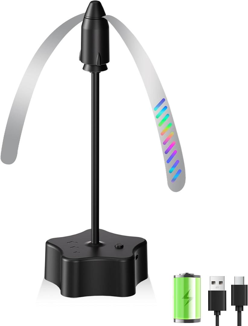 Fly Fans for Outdoor Table, Height Adjustable Food Fan with Reflective Blades, USB or Batteries Powered, for Patio, Picnic, BBQ, Camping & Indoor Use (2 Packs)