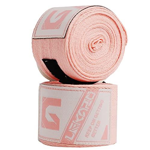 LEKÄRO Elastic Cotton Boxing Hand Wraps for Muay Thai MMA Training for Men & Women (Pink, 180")