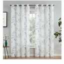 Beauoop Floral Linen Semi Sheer Curtains 84 Inches Long 2 Panels for Living Room Bedroom Grey Farmhouse Flower Patterned Light Filtering Textured Grommet Top Window Treatments Drapes, 50x84 2 Set