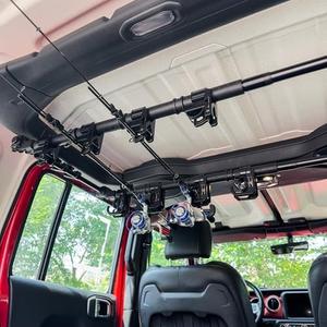 LITTLEMOLE Fishing Rod Holder Compatible with 4-Door Jeep Wrangler JL 2018-2025, Heavy Duty 4 Rod Capacity Fishing Pole Holder