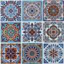 LONGKING Peel and Stick Backsplash Tile Stickers, Colorful Talavera Mexican Tile, Stick on Wall Tiles (10 Sheets) (Aquamarine Blue)