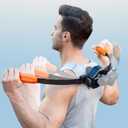 Massage Gun Holder for Hard to Reach Areas. Relieve Muscle Pain in Shoulders, Upper Back, Lower Back, Legs. Compatible with Most Massage Guns. Unlock Full Body, Deep Tissue Relief (Orange)