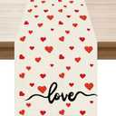 XCHI Red Little Love Hearts Valentine's Day Table Runner Table Decoration for Party Home Kitchen Dining Holiday Decor 13x108 Inch