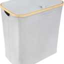 Foldable Bamboo Laundry Hamper with Lid - Decor Essentials for Any Room - Extra Large - Rectangular - Gray