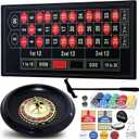 16 Roulette Wheel Set for Adults, Roulette Table and Wheel, Casino Games with 16 Roulette Wheel, 47 x 24 Felt Casino Mat, 100pcs Poker Chips, 2 Roulette Balls, 2 Decks of Poker Cards Dealer Button