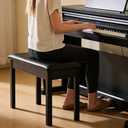 Solid Wood Duet Piano Bench with Storage, Piano Stool with Padded Cushion, Keyboard Bench with Bookcase, Piano Chair and Piano Seat. High-Density Sponges., 29.15 x 12.6 x 18.7 inches