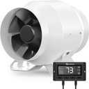 Hon&Guan PRO 4 Inch Inline Duct Fan - 212 CFM with Quiet EC Motor & Temperature Humidity Smart Controller, Ventilation Exhaust Fan for Heating Cooling, Grow Tents, Hydroponics (White&Black)