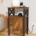 Wooden Nightstand with Lock, Bed Side Table with Drawers, Bedside Table with Charging Station, 3 USB & 2 Outlets, Night Stand with Storage, End Tables for Living Room, Bedroom, Dorm, Brown