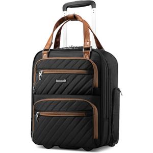 LUGGEX Underseat Carry On Luggage with Wheels, Stylish Lightweight Under Seat Luggage, Soft Sided Personal Item Suitcase for Short Trip (Chestnut Black, 16 Inch)