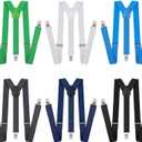 Handepo 6 Pack Y Back Style Unisex Suspenders Adjustable Rainbow Elastic Suspenders with Clip for Pants for Men Women (Elegant Color)