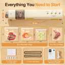 2 IN 1 Vacuum Sealer with 40 Bags, Full Automatic Handheld and Countertop Sealer for Dry and Moist Food, Built-in Magnetic Base&Cutter, for Sous Vide and Mason Jars, Viewing Tank, Compact, Beige