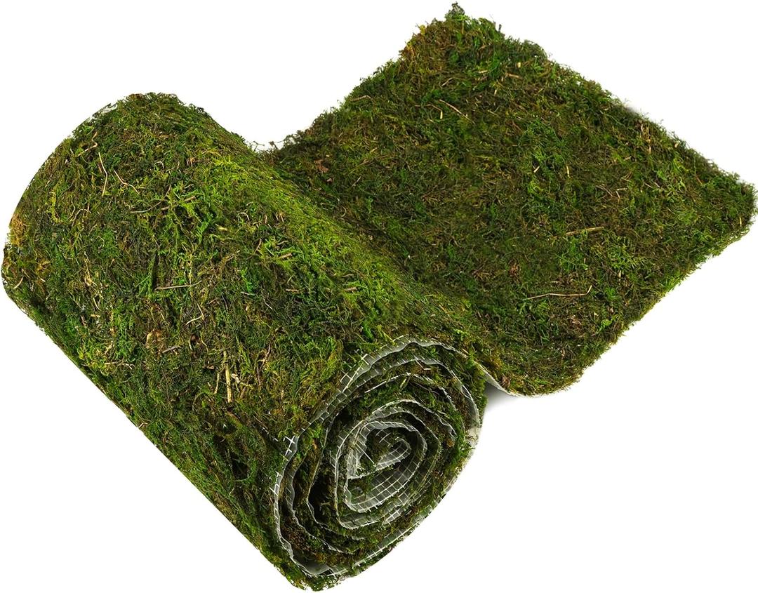 108'' x 16'' Dried Moss Table Runner - Green Moss Sheet Roll for Crafts, Preserved Mat for Table Decoration, Fairy Wedding Party, Woodland Garden Decor