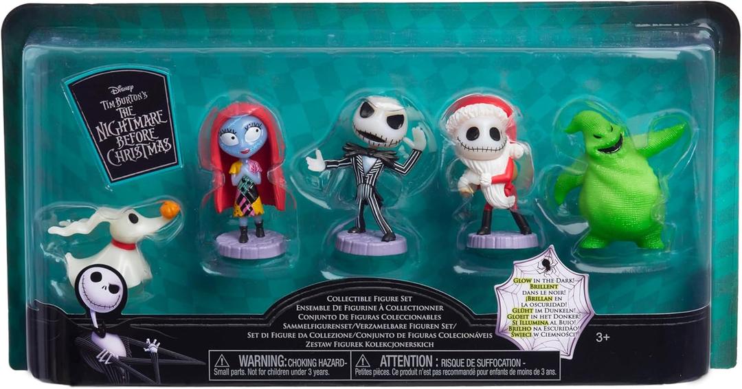 Disney Tim Burton's The Nightmare Before Christmas Collectible Figure Set, 2.5-Inch Glow in the Dark Figurines, Toy for Collectors, Fans, Boys, Girls, Kids, Ages 3 and Up, Kids Toys for Ages 3 Up by Just Play