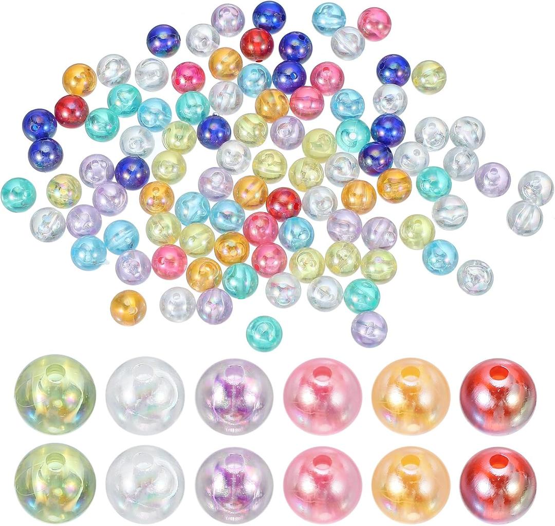 PATIKIL 10mm Acrylic Round Beads, 200 Pcs AB Colors Round Spacer Beads with Holes Loose Bead Bulk for DIY Craft Earring Bracelet Necklace Key Chains Jewelry Making, Multicolor