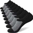No Show Socks for Men 8 pack Cotton Thin Low Cut Non Slip for Loafer Flats Sneakers 6-11/ 12-15 (8 Pairs - Black, US Shoes Size 5-8)