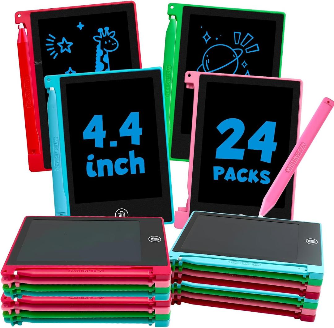 24 Pack 4.4 Inch Mini LCD Writing Tablet for Kids, Erasable and Reusable Toddler Doodle Board, Ideal School or Party Favors Gift for Age 3 Years Old and Above