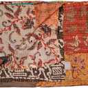 Taj Hotel Kantha Handcrafted 100% Silk Quilted Throw Blanket, Multicolor 07, 50x70 Inch