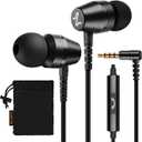LUDOS OMNITONE Wired Earbuds in-Ear Headphones, Earphones with Microphone, 3.5 mm Jack Corded Ear Buds, Videoconference for iPhone, Samsung, Computer, Laptop, Kids, School Students (Black)