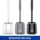 MR.SIGA Toilet Bowl Brush and Holder, Premium Quality, with Solid Handle and Durable Bristles for Bathroom Cleaning, White, 1 Pack