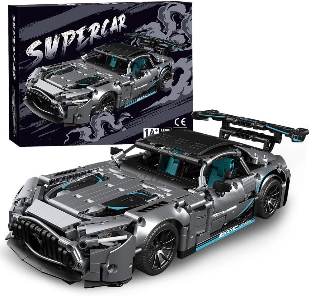 Mesiondy Sports Car Building Blocks Toys Boys or Adults Kits1:14 MOC Building Set Raceing Car Model,Super Cars for Boys Age 12+ and Adult(1466Pcs). (Grey)