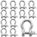 12 Pack 7/16 Inch D Ring Shackles, Galvanized Carbon Steel Screw Pin Anchor Shackles, 1 Ton (2204 Lbs), D-Shackles for Marine, Mining, Forestry, Land Transport, Home Use