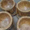 Boao 4 Pcs Small Round Natural Wicker Basket with Handle, Woodchip Wooden Decorative Storage Fall Wooden DIY Gifts, Candy Woven Basket for Home Decor Picnic Storage Halloween Trick or Treat