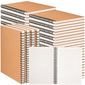 miikoul 60 Packs A5 Spiral Lined Notebooks, Kraft Paper Cover, 8.0"5.6", 60 Sheets/120 Pages, Ruled Notebooks Bulk, Hardcover Journal Notepad Travel Notebooks for Office and Back to School Supplies