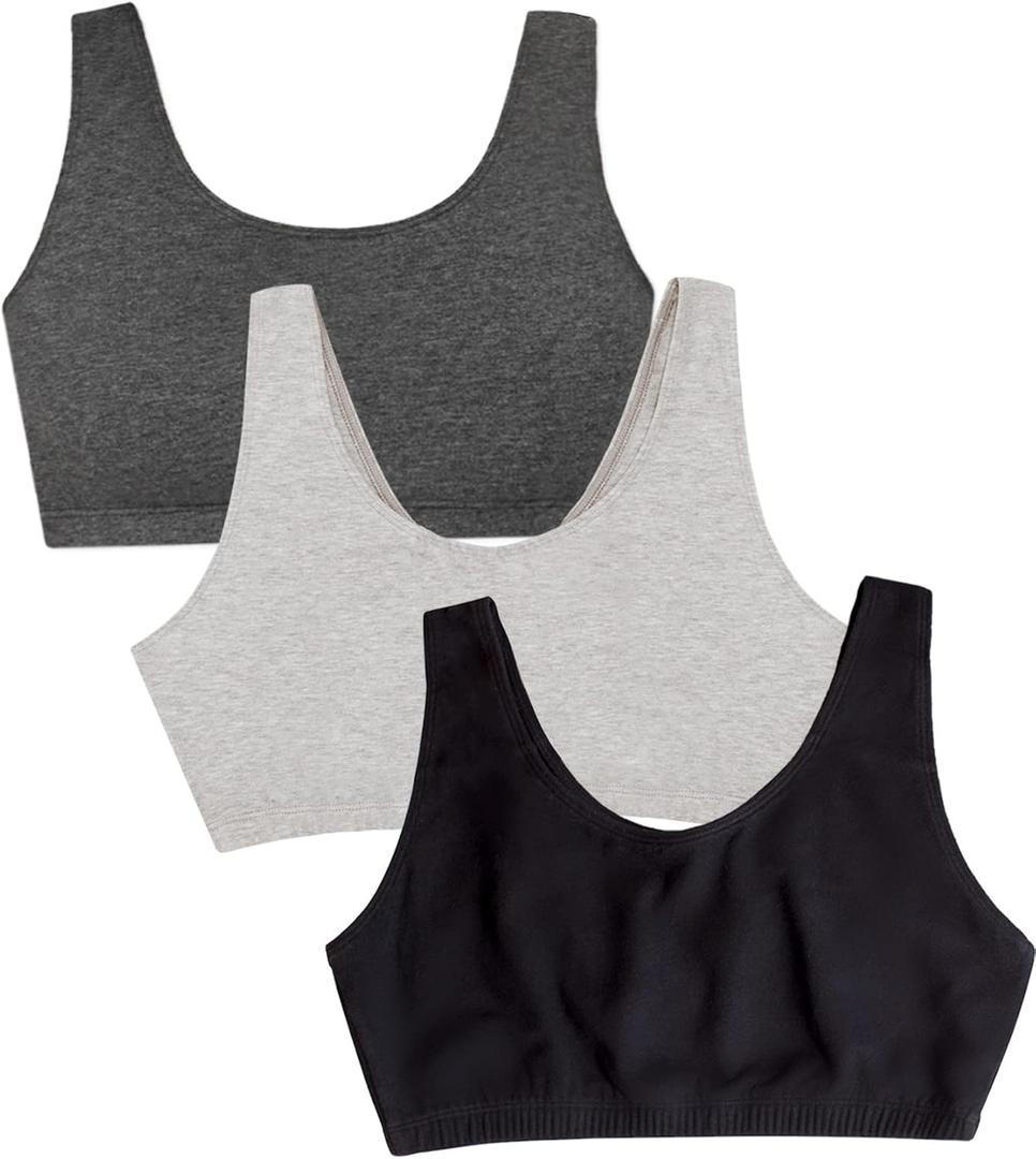 Fruit of The Loom Women's Built Up Tank Style Sports Bra (38, Black/Heather Grey)