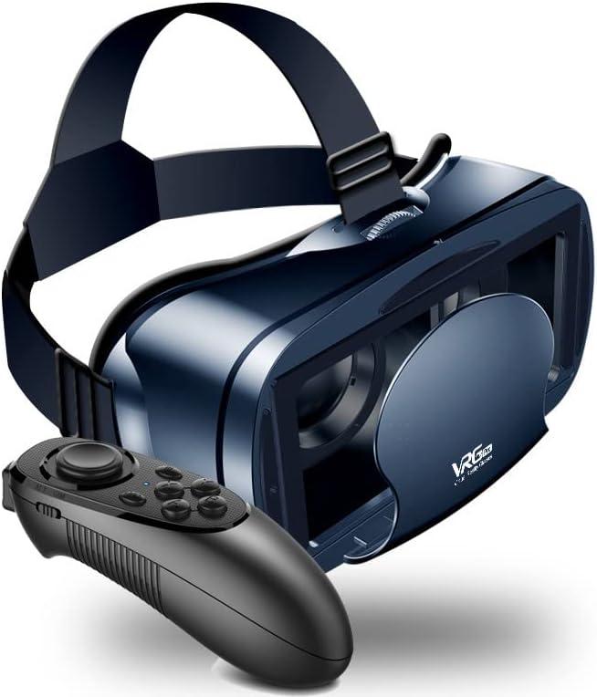 5~7inch VRG Pro 3D VR Glasses Virtual Reality Full Screen Visual Wide-Angle VR Glasses Box for 5 to 7 inch Smartphone Eyeglasses with Remote Control (Black Basic)