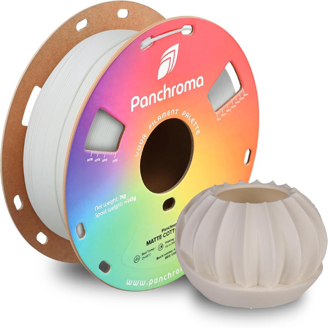 Polymaker Panchroma Matte PLA Filament, Matte Cotton White 1.75mm 1kg 3D Printing Filament, Formerly Polyterra Matte 3D Printer PLA Filament, Fit Most FDM 3D Printers, 1kg Spool (2.2lbs)