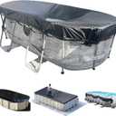 SIHAIAN 15x27Ft Oval Pool Cover with Side Storage for Oval and Rectangular Above Ground Pool, One-Piece Pool Cover, Preventing Waterlogging, UV and Weather Resistant WP:10000kPa+
