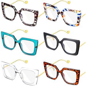 Kingdder 6 Pack Oversized Blue Light Glasses for Women Square Blue Light Blocking Glasses Stylish Computer Reading Eyeglasses