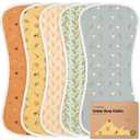 Organic Burp Cloths Baby Boy & Girl - 5-Pack Super Absorbent Cotton Burping Cloths for Babies, Soft & Plush Newborn Spit Up Rags, Infant Towels for Milk Spit Up, Unisex, Large 21" x 10" (Countryside)
