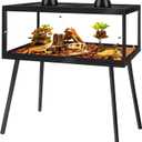 PROLEE Bearded Dragon Tank with Leg,Tempered Glass Lizard Tanks and Reptile Enclosure,Up to 78 Gallon Reptile Tank with Metal Mesh and Lockable Door for Snakes,Chameleon (Black, 78Gallons,48inch)