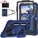 Case for Samsung Galaxy Tab A11+/A9+ Samsung A11 Plus/A9 Plus 11 Inch with Screen Protector/Rotating Stand/Pen Holder,Shockproof Cover for Galaxy Tab A11/A9 Plus Case,Navy Black