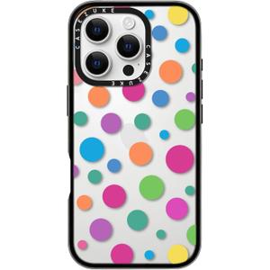 Clear TPU Phone Case Cover for iPhone 16 Pro with Design, Drop Protection, Cute Case for Girl Women, Colorful Polka Dots