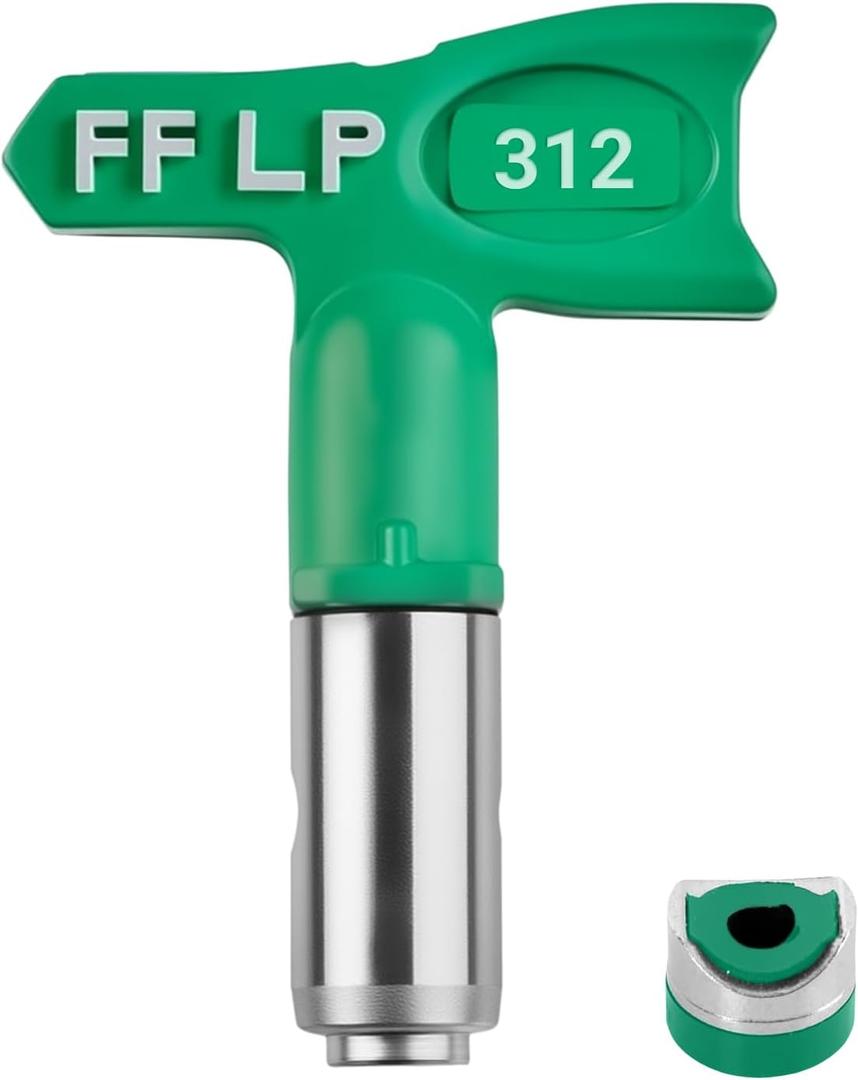 312 Fine Finish Low Pressure Airless Spray Tip, Pattern Size 6 in to 8 in, Thread Size 7/8 in for Airless Paint Spray Guns (312)