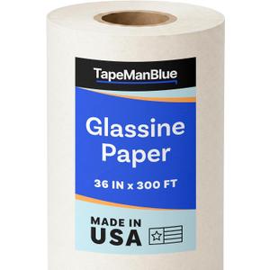 Glassine Paper Roll, 36 inch x 300 ft (100 yds), Made in USA, Archival Acid Free Paper for Storage, Artwork, Protection, Baking, Food Packaging and Wrapping, 25 lb Glassine Roll, White