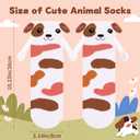 Funny Animal Dog Socks for Women Novelty Magnetic Hand Holding Socks for Girls Teen Birthday Gifts (One Size, White & Brown)