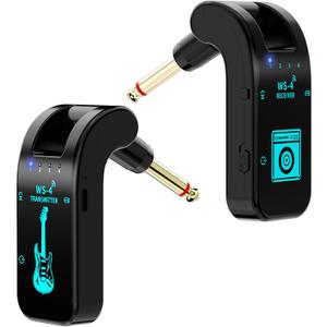 Wireless Guitar System 2.4 GHz with 8 Channels Rechargeable Audio Wireless Guitar Transmitter Receiver for Electric Guitar Bass Electric Wind Instruments,48K/16bit Real-time Transmissio (Black)