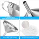 KALAVE Premium Stainless Steel Funnel, 5 Inch Food Grade Kitchen Funnels with 200 Mesh Food Filter Strainer for Filling Bottles, Oils, Juice, Wine, Coffee, Milk