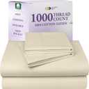 California Design Den Thick and Natural 100% Cotton Sheets King Size Set - Luxury 1000 Thread Count Sateen, Deep Pocket King Bed Sheet Set, Durable Bedding - Ivory (Creamy Beige Tone)