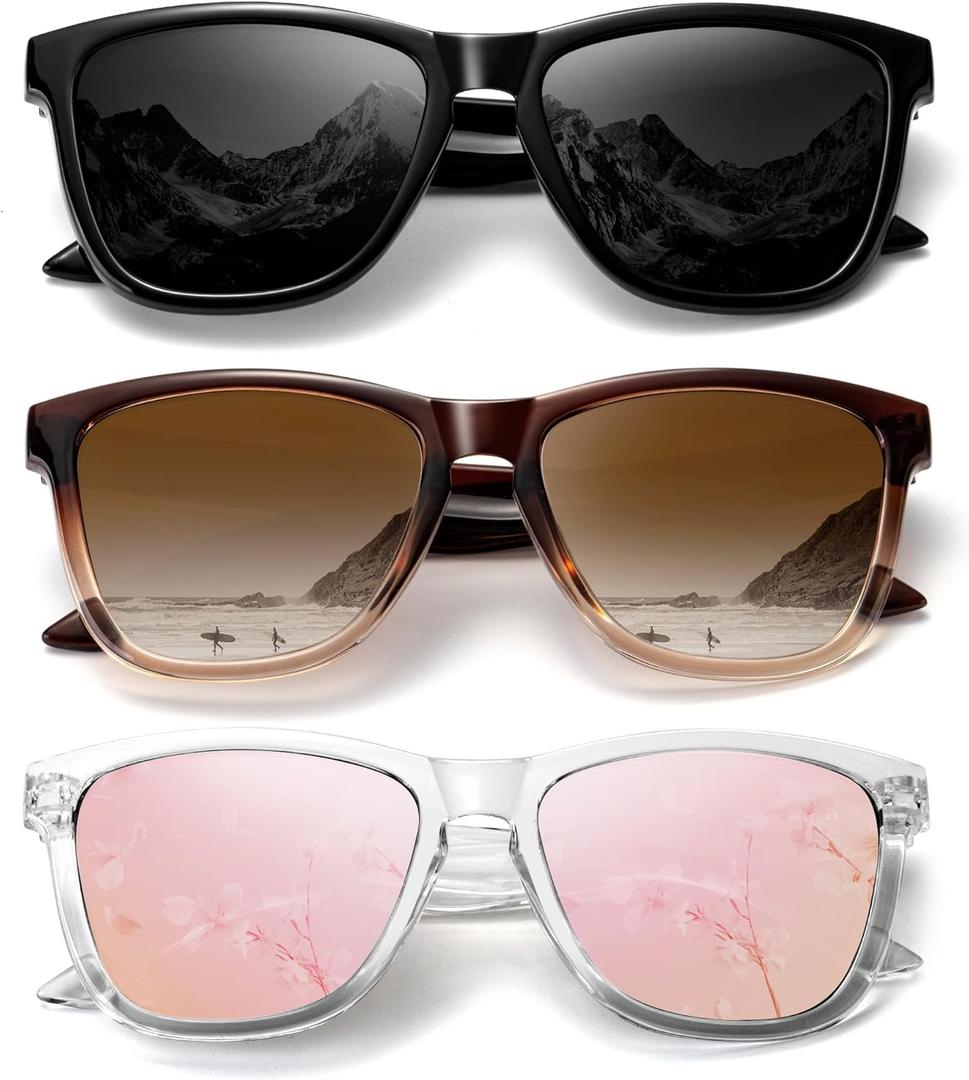 Sunglasses-women Polarized Sunglasses-womens: Trendy Sun Glasses polarized UV400 Protection Fashion Sunglasses (Black+ Gradient Brown+clear Pink)