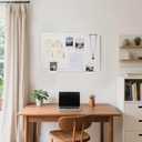 Bulletin Board, 24 x 18 inches Felt Board Decorative Pin Board, Vision Board Cork Board Alternative for Wall, Foldable Photo Board Self-Adhesive Vision Board with 20 Pushpins - White