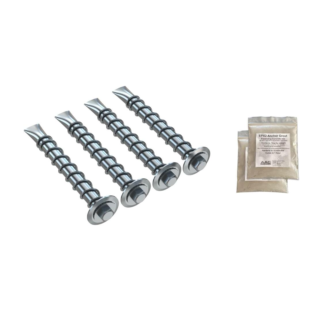 AK-4 Asphalt Anchor & Grout Kit - Four 1500 lbs. Pull Rated SP10-38 Chemical Anchors (5/8" x 6") with 2 EPX2 Anchoring Cement Bags