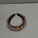 Crystal Padded Headband for Women Handmade Pink Acrylic Beaded Headband Boho Small Flower Embellished Hair Band Black Velvet Hair Hoop (pink headband)